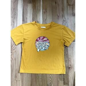 Romwe Orange Here Comes the Sun Retro Graphic T-shirt Beatles (size S)